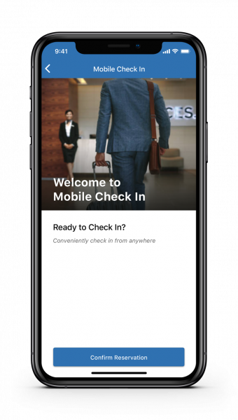 INTELITY App Mobile Check-in screen